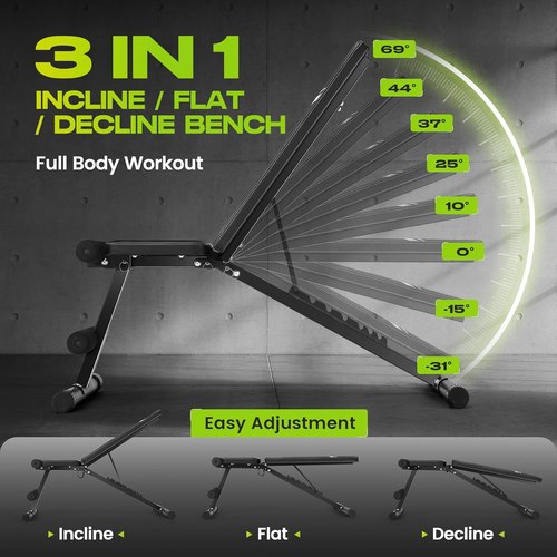 ANCCHEER Weight Bench - 660LBS Foldable Home Gym Bench for Strength Training | 8 Adjustable Backrests