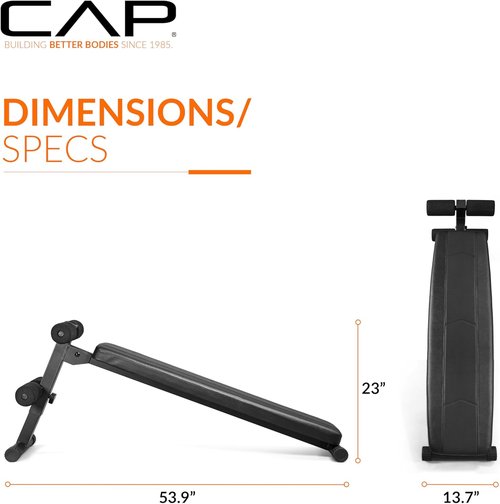 CAP Barbell Sit Up Bench - Adjustable Decline Ab Bench for Home Gym | Multi-Purpose Slant Board for Core Strength