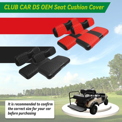 YUWEIDG0769 Golf Cart Seat Cover for Club Car DS, Club Car DS Seat Covers, Universal Replace Front and Rear Seat Cushions DS,Multiple Colors,Durable Vinyl,Easy to Install - No Need Nail