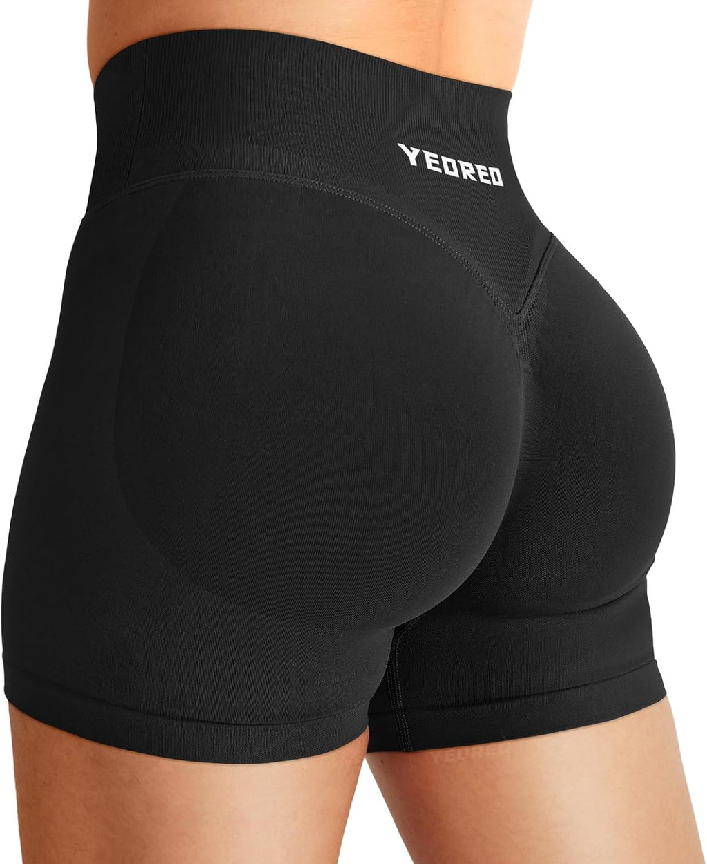 YEOREO Women's Butt Lifting Gym Shorts - Seamless Crossover Design | 4.5" Mid Rise Biker Shorts