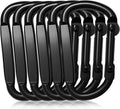 EZYA Heavy Duty Carabiner Clips - 2.4" Small D-Ring for Keychains, Camping, Hiking, Dog Leash | Black, 6PCS