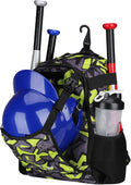 ZOEA Youth Baseball Bat Bag - Large Capacity Backpack for T-Ball & Softball Gear | Holds 2 Bats, Helmet & More