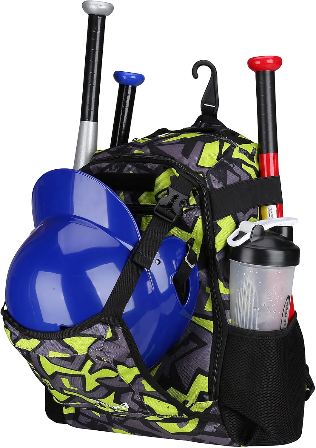 ZOEA Youth Baseball Bat Bag - Large Capacity Backpack for T-Ball & Softball Gear | Holds 2 Bats, Helmet & More