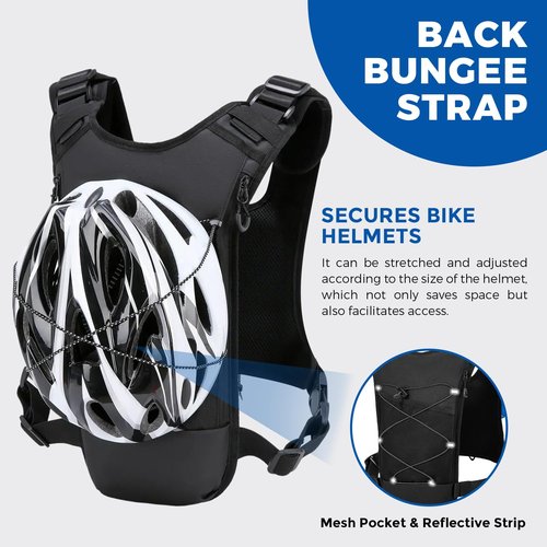 Criuage USA Original Patent Running Hydration Vest Backpack, Lightweight Chest Pack with 2.0L Water Bladder Bag Daypack for Hiking Running Cycling Race Marathon for Women Men (Black V2, Standard)