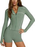 Lviefent Women's Zip-Up Active Jacket - Color Block Slim Fit Long Sleeve Workout Top with Thumb Holes