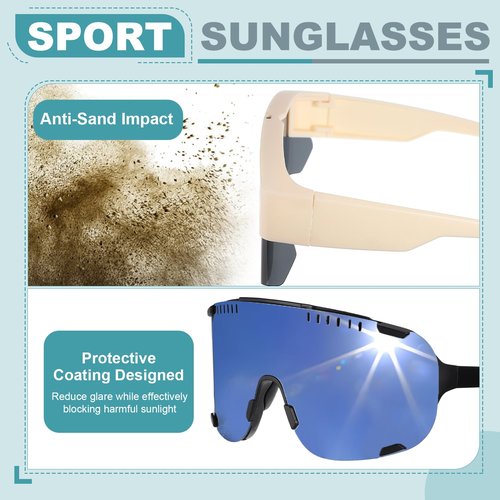 HARFINGTON Sport Sunglasses Cycling Polarized Sun Glasses for Men Women Mountain Bike Driving Fishing Running, Beige & Gray