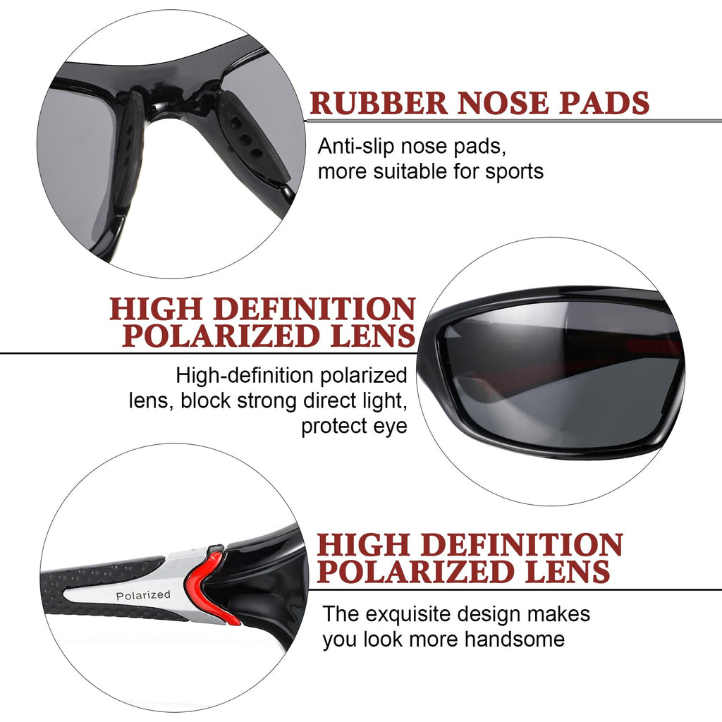 Cindeer 6 Pairs Men's Polarized Sunglasses UV Protection Wrap Around Sports Sunglasses for Hiking Fishing Driving(Cool Colors)