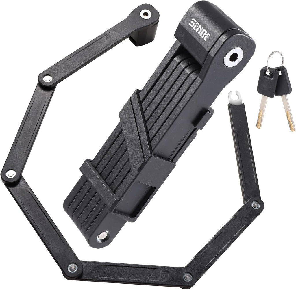 Skiennix Folding Bike Lock - Heavy-Duty Anti-Theft Alloy Steel with Mounting Bracket & 2 Keys (30 in)