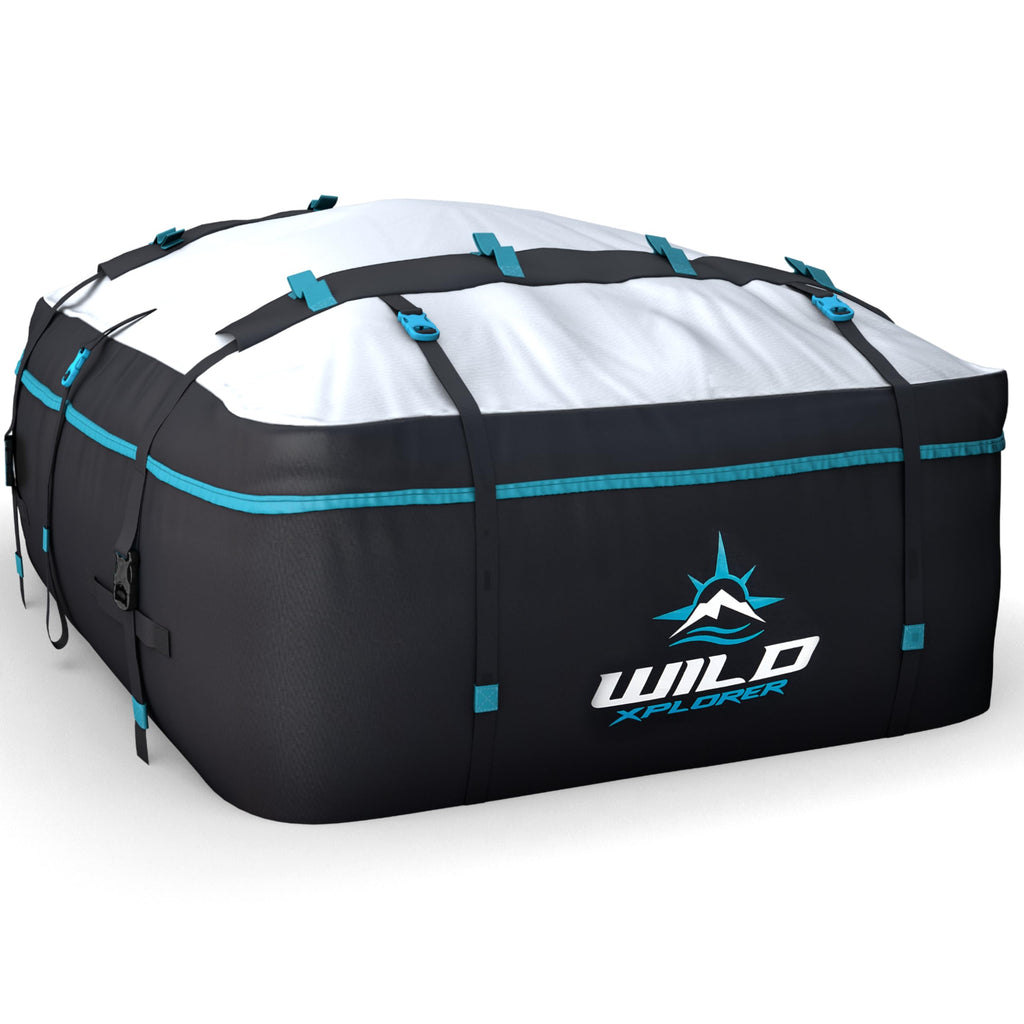 Wild Xplorer Rooftop Cargo Carrier - 23 Cubic Feet (XXL), Waterproof Soft Shell Car Roof Cargo Carrier, Heavy Duty Car Top Luggage Cargo Bag with Patented Door Hooks and Non-Slip Mat