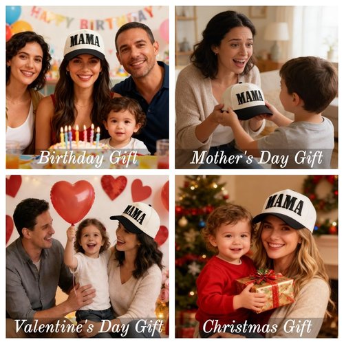 YQZUWUXE Womens Mama Trucker Hat, Vintage Snapback Mom Baseball Cap, Trendy New Mom Gifts Mothers Day Outfits for Mommin Gifts Black