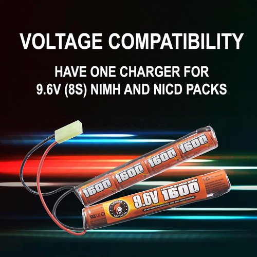 Lancer Tactical Airsoft Battery Charger & 9.6V 1600mAh NiMH Rechargeable Pack | Perfect for AEGs