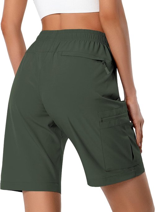 Hugut Women's Lightweight Hiking Cargo Shorts - Quick Dry, Water Resistant with Zipper Pockets | Perfect for Camping & Travel
