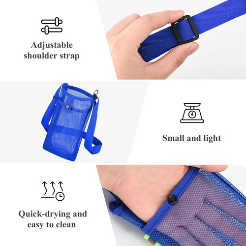 HTZNHXT 6Pcs Water Bottle Holder with Strap, Mesh Water Bottle Bag Carrier with Adjustable Shoulder for Walking and Travelling