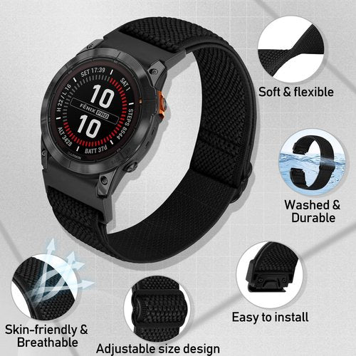 TumpCez Quickfit 22mm Bands for Garmin Fenix 8 47mm/Fenix E 47mm/Fenix 7/Fenix 7 Pro/Fenix 6/Fenix 6 Pro/Fenix 5/5 Plus/Epix Gen 2/Approach S62/S60 Band,Elastic Watch Nylon Strap Wristband