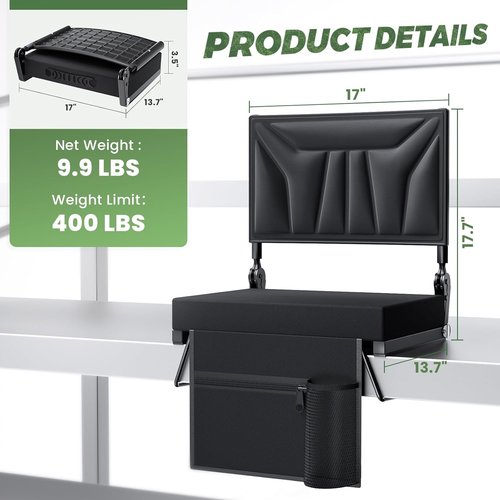 Jocoevol Stadium Seats - Portable Bleacher Chair with Back Support & Cushion | Ideal for Sports Events & Concerts