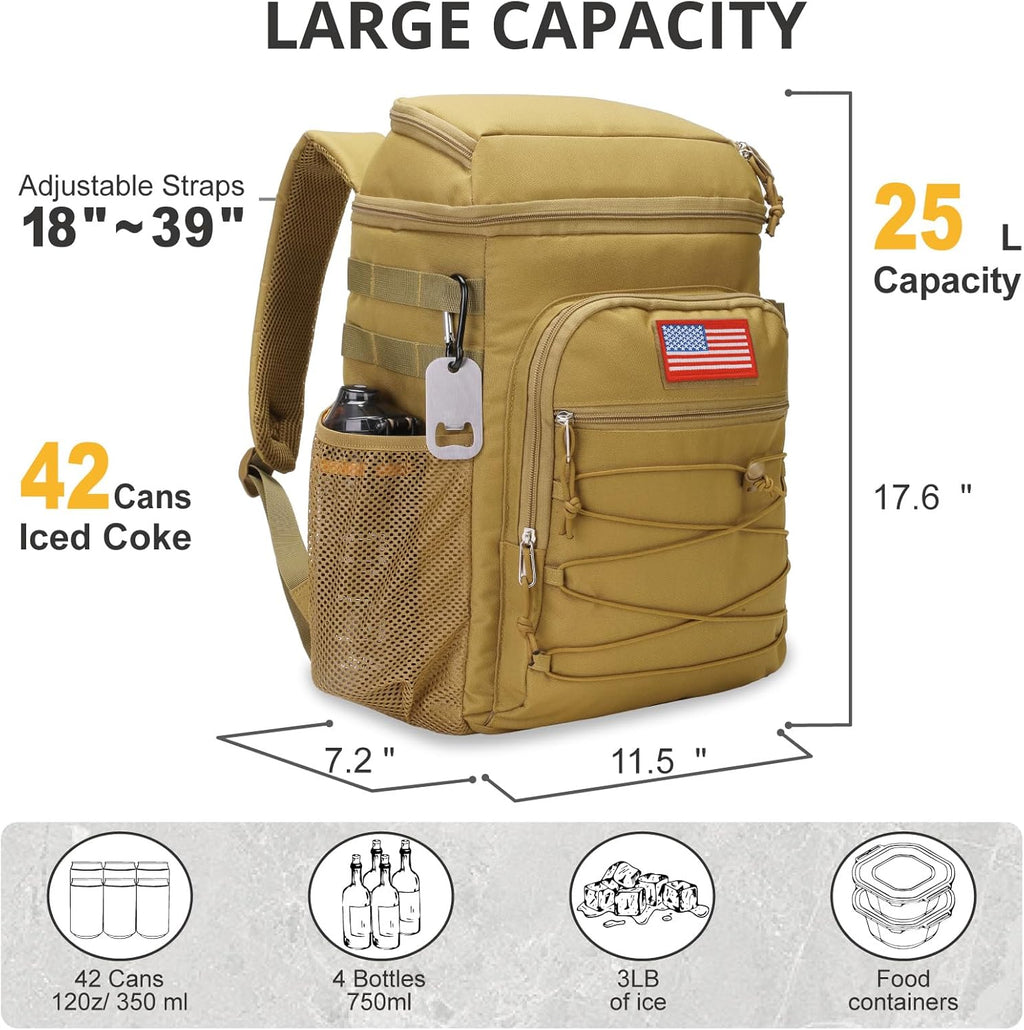 Skiennix Tactical Backpack Cooler - 25L Insulated Leak-Proof Design | Waterproof Ice Chest for Camping & Hiking