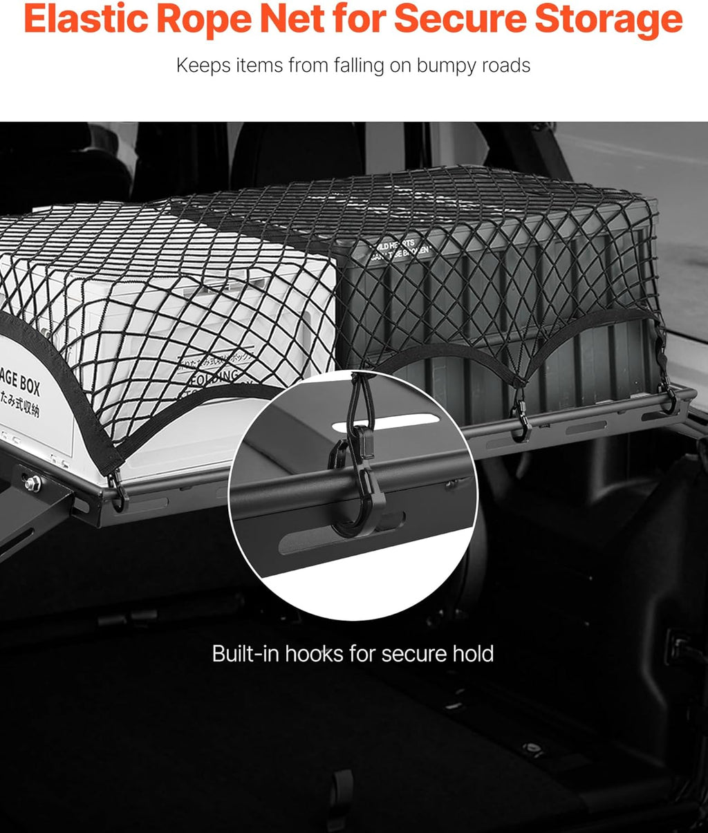 VEVOR Rear Trunk Cargo Rack - 300 lbs Capacity Carbon Steel Tray for 2007-2024 Jeep Wrangler JK 4 Door