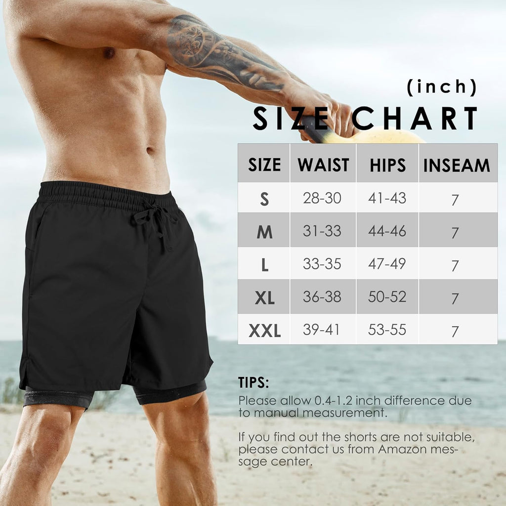 Tyzrdnac Men's 2-in-1 Athletic Shorts - Quick Dry, Lightweight & Sweat-Wicking Gym Wear