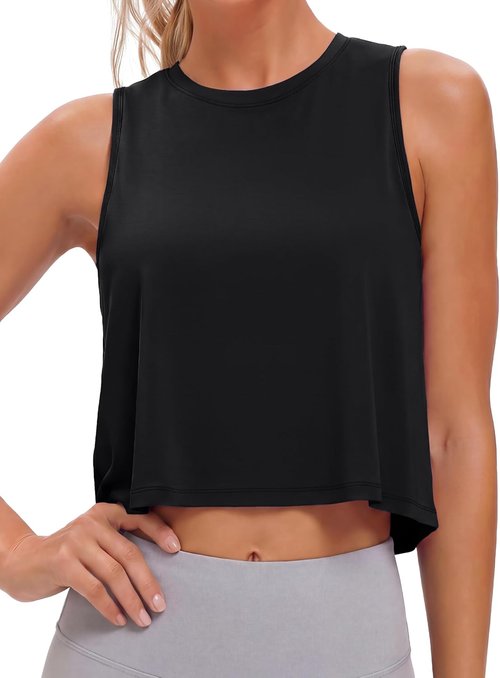 MAGCOMSEN Women's Cropped Workout Tank Top - Quick Dry, Sleeveless Design for Yoga & Gym Activities