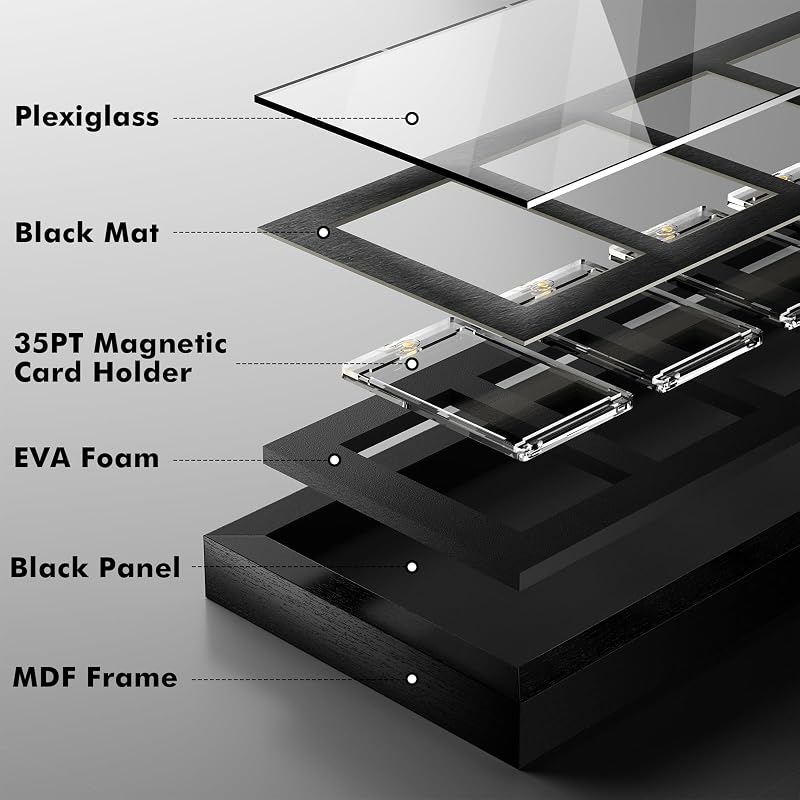 9 Card-Black Magnetic Card Display Frame with UV Protection