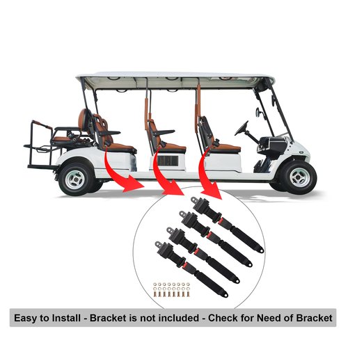 Bravokit Retractable Golf Cart Seat Belts Kit, Universal Retractable Seatbelts Fits Club Car EZGO TXT&RXV Yamaha Drive Club Car DS (Set of 4)