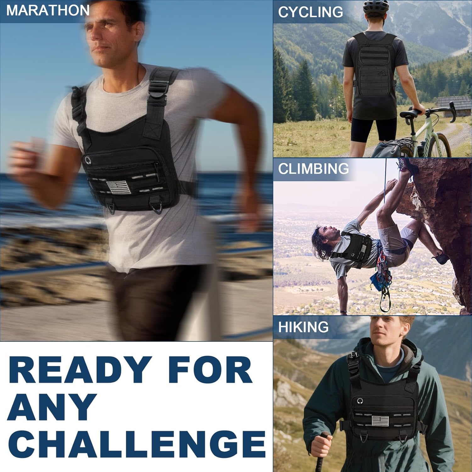 PORTHOLIC Running Vest - Adjustable Hydration Pack with 500ml/1.5L Water Bottle | Reflective & Lightweight for Hiking
