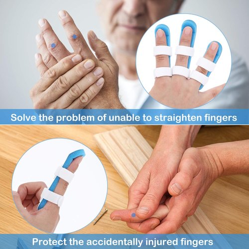 BBTO 10 Pieces Finger Splint Metal Finger Support Knuckle Stabilizer with Soft Foam Interior and Protective Vent, 3 Sizes(Blue,10 Pieces)