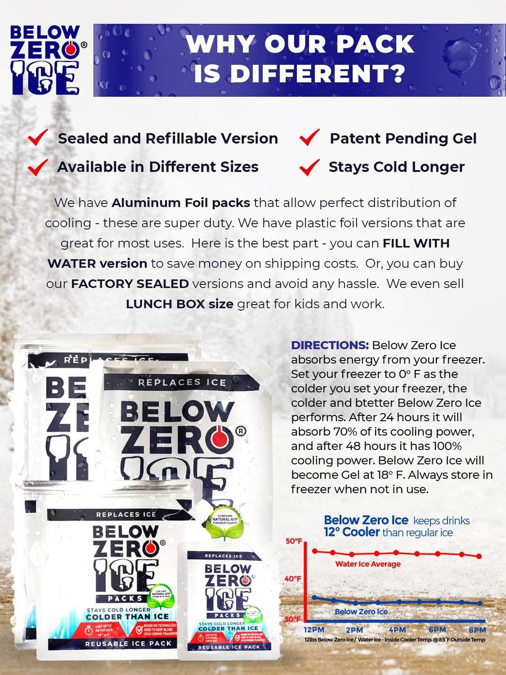 Below Zero Large Reusable Ice Packs for Coolers – Long Lasting Cooler Ice Pack Blocks, Leak-Proof Freezer Packs for Camping, Lunch Boxes & Travel – Large 14”x10” (3-Pack)