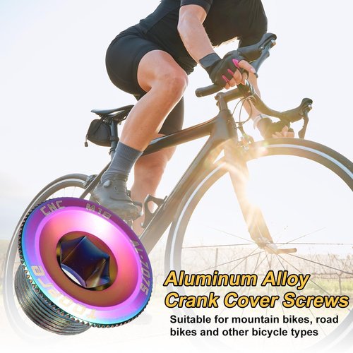 HARFINGTON 2pcs Bike Crank Cover Screw M18 Aluminum Alloy Bicycle Crank Fixing Bolt Crankset Arm Chainwheel Screws for Mountain Bike, Colorful