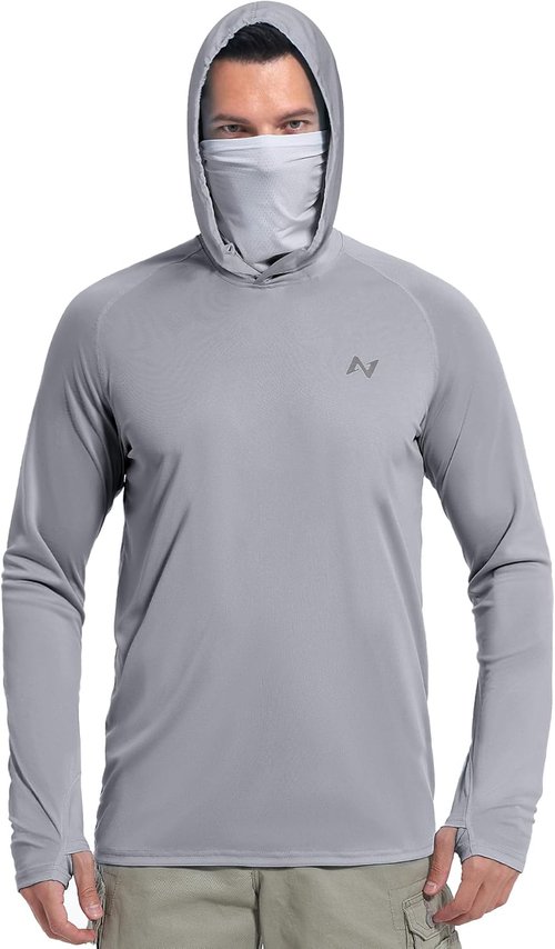 Isnowood Sun Shirt - Men's Long Sleeve UPF 50+ Fishing Hoodie for UV Protection | Ideal for Hiking & Running