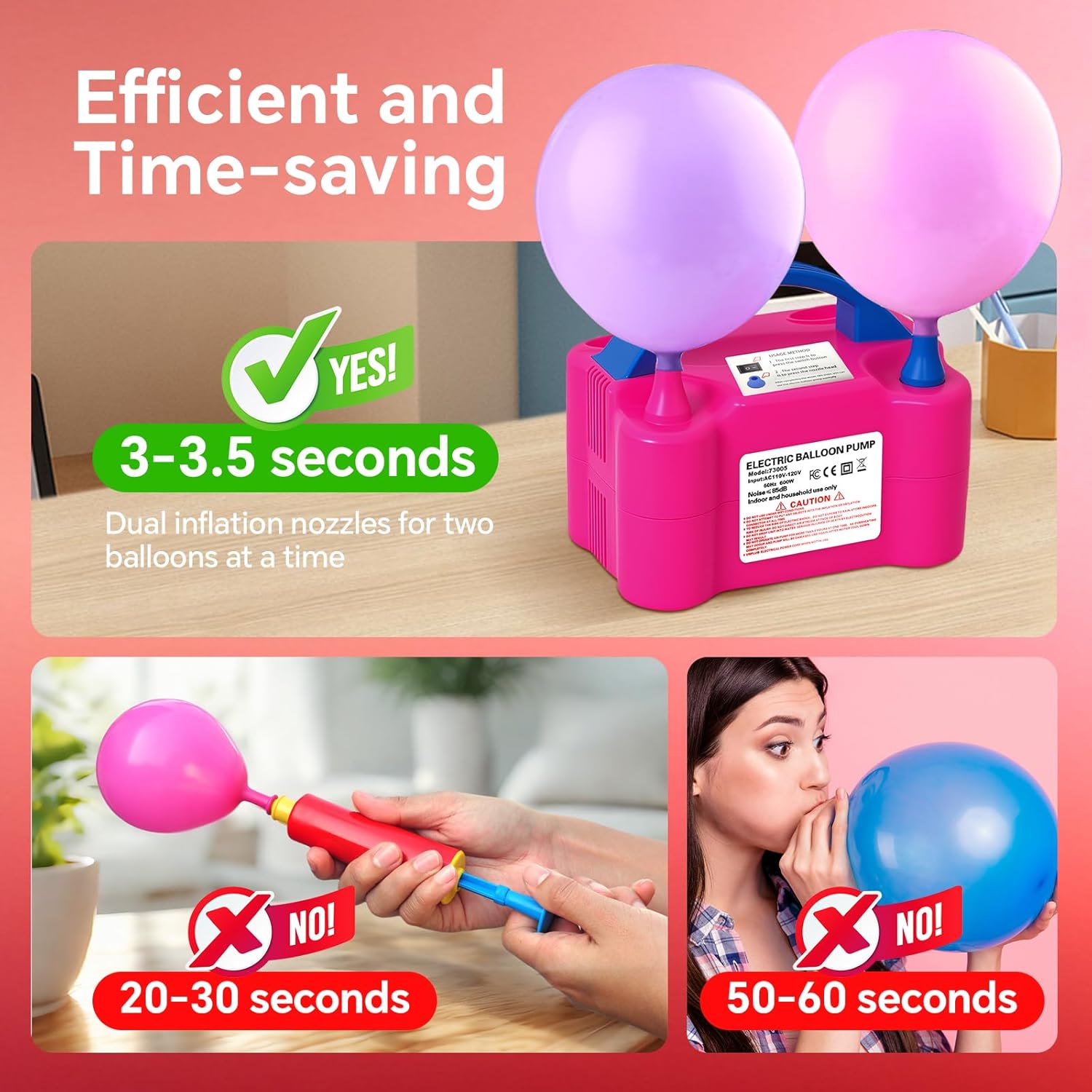 Skiennix Electric Balloon Pump - 110V 600W Portable Dual Nozzles for Party Decorations | Includes Tying Tool