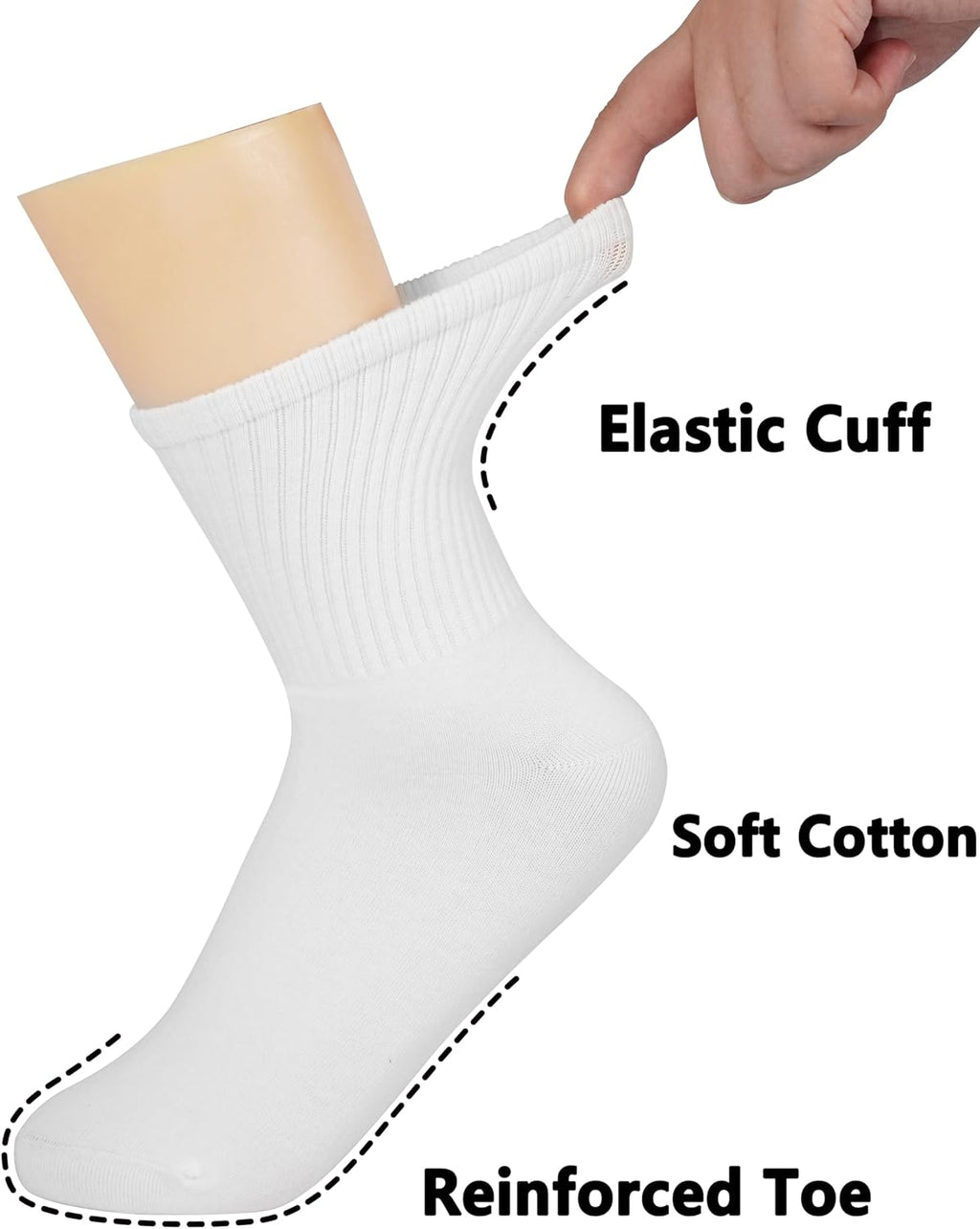 BomKinta Women Casual Calf Socks - Soft Cotton Crew Socks for Comfort | 6 Pairs, Size 5-10