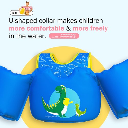 Dark Lightning Toddler Swim Vest - USCG Approved Floaties with Arm Wings for Ages 2-7 | 30-50 lbs