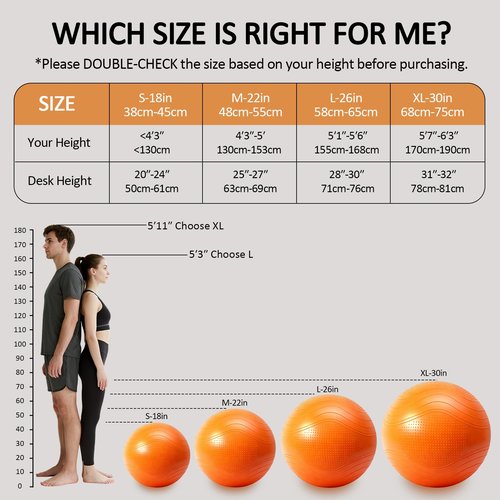 Gruper Yoga Ball, Multiple Sizes Non Slip Exercise Ball for Workout, Birthing, Balance, Stability, Pregnancy, 2200LB Capacity, Anti Burst Chair for Home and Office, Includes Quick Pump & Fitness Guide