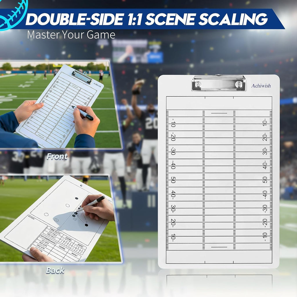 Skiennix Football Clipboard - Premium Double-Sided Dry Erase Board with Tactics Field & Lineup Planner