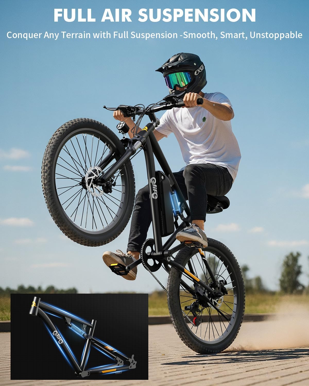 Qlife Racer Electric Bike - 21-Speed Lightweight E-MTB with 1000W Motor & 375Wh Battery | 26" Tires, 40-Mile Range