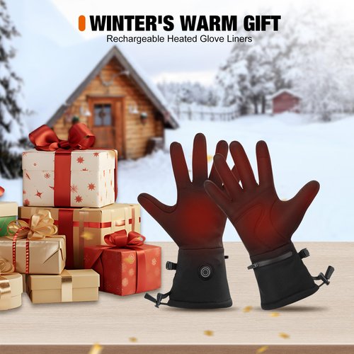 Rlligofe Heated Glove Liners for Men Women Rechargeable Heated Gloves with 3 Heat Settings, Thin Liners for Running Hiking Cycling Skiing Winter Activities