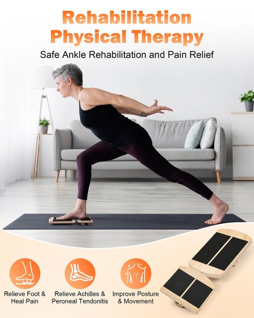 Ankle Strengthener & Single Leg Balance Board, Foot Strengthener for Plantar Fasciitis & Achilles Tendonitis, Physical Therapy, Sprain Recovery & Arch Support-Nature