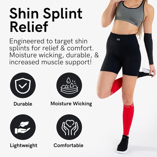 Zensah Running Leg Compression Sleeves - Shin Splint, Calf Compression Sleeve Men and Women (Black, X-Small/Small)