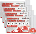 SecuCaptain Emergency Thermal Blankets - Extra Large 84” x 63” Mylar Survival Kit for Winter Camping | 4 Pack