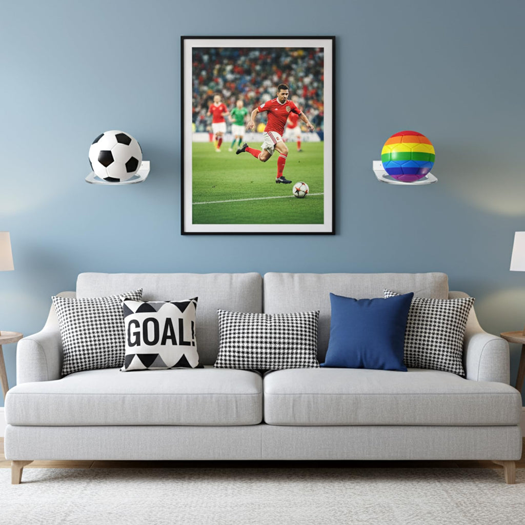 MAQUITA 4 Pcs Basketball Holder Wall Mount, Acrylic Ball Display Rack, Clear Storage Hanger for Football Soccer Volleyball Rugby
