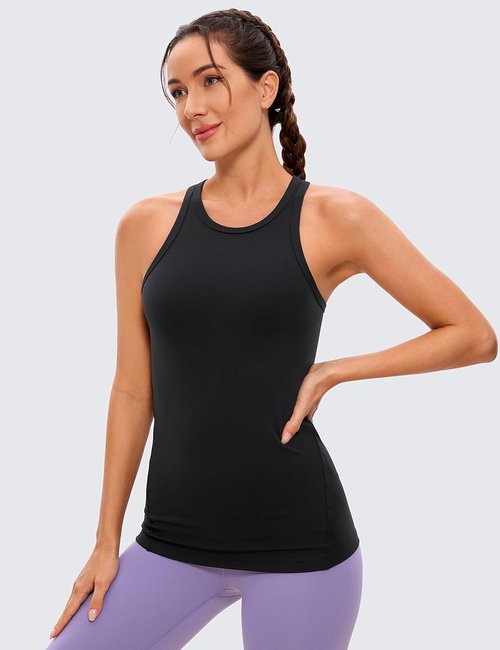 CRZ YOGA Butterluxe Women's High Neck Racerback Workout Tank | Sleeveless Athletic Gym Shirt