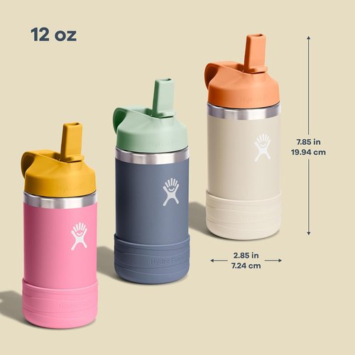 Hydro Flask Kids Water Bottle - Insulated Stainless Steel with Straw Cap - 12 Oz in Seaspray Blue