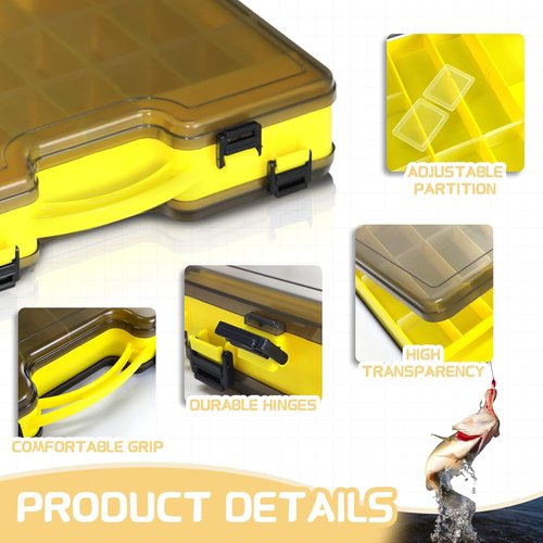 Fishing Tackle Box - Waterproof Organizer with Removable Dividers for Bait Storage