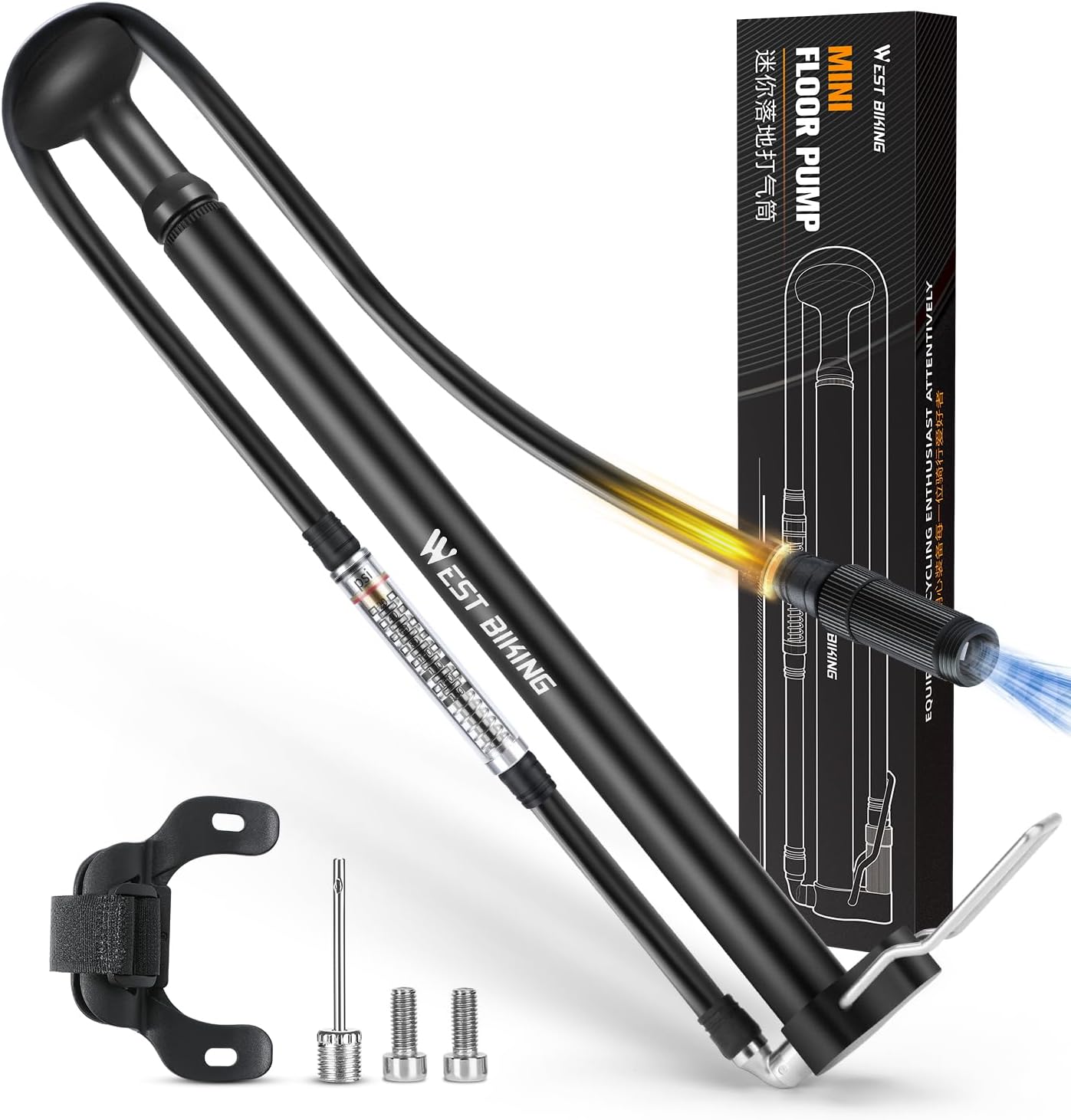 Skiennix Mini Bike Pump - Portable Aluminum Alloy 160PSI Bicycle Pump for Presta & Schrader Valves | Lightweight Design