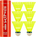 vicleo Bedminton Shuttlecocks, Nylon Badminton Birdies Stable & Durable Balls for Indoor and Outdoor Training/Competition King N350 Slow Speed-6PCS (Yellow)