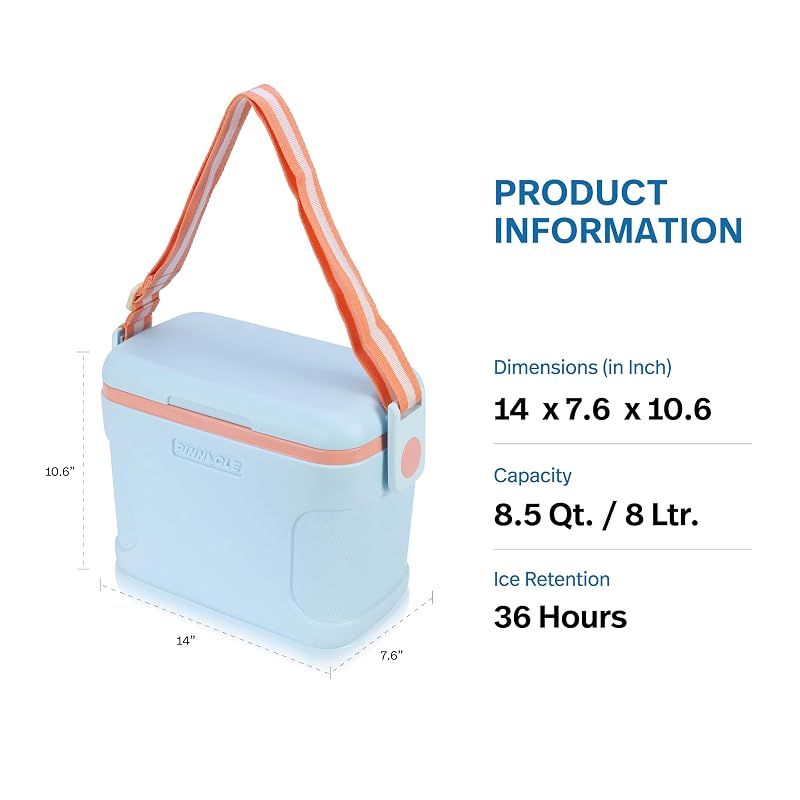 Pinnacle 8.5 Qt Mini Cooler with Adjustable Shoulder Strap, Detachable Ice Pack Divider – Blue