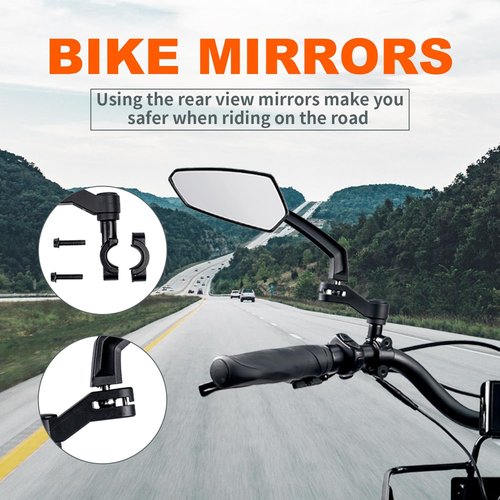 Addmotor Bike Mirrors - 360° Adjustable Handlebar Rearview Mirrors | HD Safety Design, Black