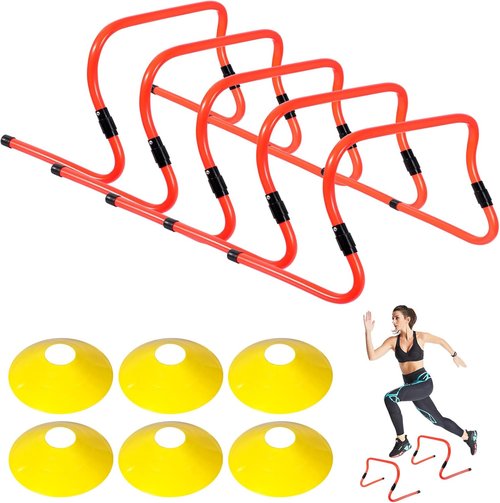 Lineslife Adjustable Agility Hurdles - Portable Speed Training Equipment with 4 Height Options for Athletes & Kids