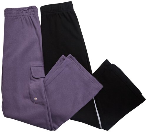 RBX Girls Sweatpants - 2 Pack Lightweight Fleece Joggers with Elastic Waist - Soft Athletic Pants for Girls, Size 7-8, ICY Purple/Black